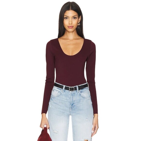 Good American Scuba Scoop Bodysuit in Oxblood002 Medium New Womens Top - Picture 1 of 13